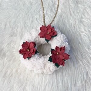 Cozy Poinsettia Wreath Ornament